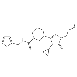 3-(4-cyclopropyl-1-(2-methoxyethyl)-5-oxo-4,5-dihydro-1H-1,2,4-triazol-3-yl)-N-(thiophen-2-ylmethyl)piperidine-1-carboxamide Structure