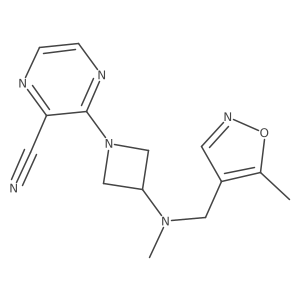 3-[3-[Methyl-[(5-methyl-1,2-oxazol-4-yl)methyl]amino]azetidin-1-yl]pyrazine-2-carbonitrile结构式