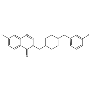 7-Fluoro-3-({1-[(3-fluorophenyl)methyl]piperidin-4-yl}methyl)-3,4-dihydroquinazolin-4-one结构式