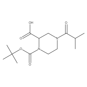 1-(tert-Butoxycarbonyl)-4-isobutyrylpiperazine-2-carboxylic acid结构式