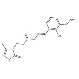 (E)-N'-(3-allyl-2-hydroxybenzylidene)-3-(3-methyl-5-oxo-4,5-dihydro-1H-pyrazol-4-yl)propanehydrazide结构式