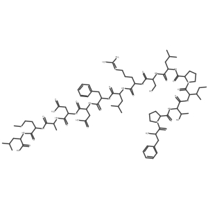 L-Leucine, L-phenylalanyl-L-prolyl-L-threonyl-L-isoleucyl-L-prolyl-L-leucyl-L-seryl-L-arginyl-L-leucyl-L-phenylalanyl-L-alpha-aspartyl-L-asparaginyl-L-alanyl-L-methionyl-结构式