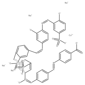 O=C([O-])c1ccc(N=Nc2ccc(N=[N+]([O-])c3ccc(C=Cc4ccc(N=Nc5ccc(N=Nc6cc(S(=O)(=O)[O-])ccc6[O-])c([O-])c5)cc4S(=O)(=O)[O-])c(S(=O)(=O)[O-])c3)cc2)cc1.[Cu+2].[Na+].[Na+].[Na+].[Na+]结构式