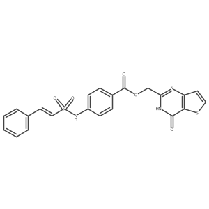 {4-oxo-3H,4H-thieno[3,2-d]pyrimidin-2-yl}methyl 4-(2-phenylethenesulfonamido)benzoate结构式