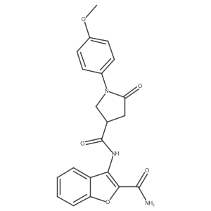 N-(2-carbamoylbenzofuran-3-yl)-1-(4-methoxyphenyl)-5-oxopyrrolidine-3-carboxamide Structure