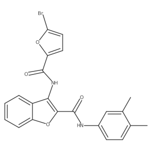 3-(5-bromofuran-2-carboxamido)-N-(3,4-dimethylphenyl)benzofuran-2-carboxamide结构式