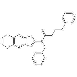 N-(6,7-dihydro-[1,4]dioxino[2',3':4,5]benzo[1,2-d]thiazol-2-yl)-3-(phenylthio)-N-(pyridin-3-ylmethyl)propanamide结构式