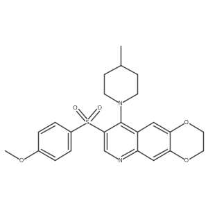 4-Methoxyphenyl [9-(4-methylpiperidino)-2,3-dihydro[1,4]dioxino[2,3-g]quinolin-8-yl] sulfone Structure
