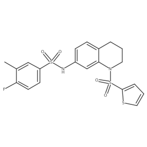 4-fluoro-3-methyl-N-(1-(thiophen-2-ylsulfonyl)-1,2,3,4-tetrahydroquinolin-7-yl)benzenesulfonamide Structure