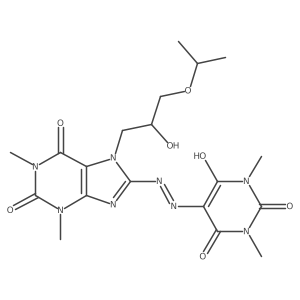 5-(2-(7-(2-hydroxy-3-isopropoxypropyl)-1,3-dimethyl-2,6-dioxo-2,3,6,7-tetrahydro-1H-purin-8-yl)hydrazono)-1,3-dimethylpyrimidine-2,4,6(1H,3H,5H)-trione结构式