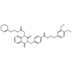 4-((1-(2-((2-(cyclohex-1-en-1-yl)ethyl)amino)-2-oxoethyl)-2,4-dioxo-1,2-dihydroquinazolin-3(4H)-yl)methyl)-N-(3,4-dimethoxyphenethyl)benzamide Structure