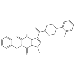 3-benzyl-7-(4-(2-fluorophenyl)piperazine-1-carbonyl)-5-methyl-1H-pyrrolo[3,2-d]pyrimidine-2,4(3H,5H)-dione结构式