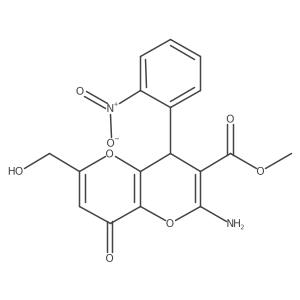 Methyl 2-amino-6-(hydroxymethyl)-4-(2-nitrophenyl)-8-oxo-4,8-dihydropyrano[3,2-b]pyran-3-carboxylate结构式