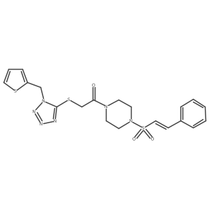 1-[4-(2-phenylethenesulfonyl)piperazin-1-yl]-2-({1-[(thiophen-2-yl)methyl]-1H-1,2,3,4-tetrazol-5-yl}sulfanyl)ethan-1-one结构式