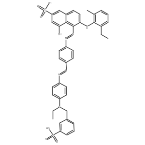6-(2-Ethyl-6-methylanilino)-5-((4-((4-(ethyl(3-sulfobenzyl)amino)phenyl)diazenyl)phenyl)diazenyl)-4-hydroxynaphthalene-2-sulfonic acid Structure