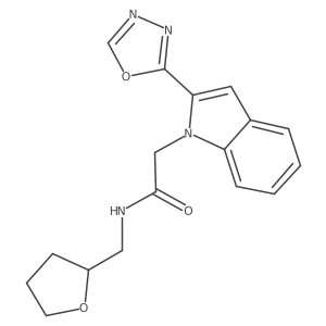 2-(2-(1,3,4-oxadiazol-2-yl)-1H-indol-1-yl)-N-((tetrahydrofuran-2-yl)methyl)acetamide结构式
