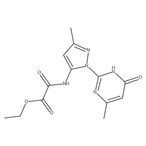 ethyl 2-((3-methyl-1-(4-methyl-6-oxo-1,6-dihydropyrimidin-2-yl)-1H-pyrazol-5-yl)amino)-2-oxoacetate Structure