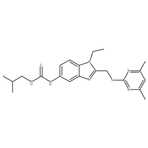 1-(2-{[(4,6-dimethylpyrimidin-2-yl)sulfanyl]methyl}-1-ethyl-1H-benzimidazol-5-yl)-3-(2-methylpropyl)thiourea Structure