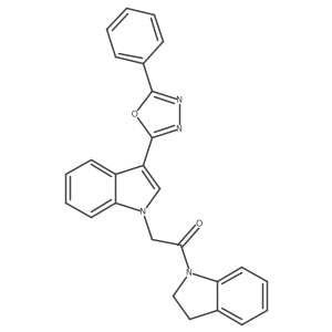 1-(indolin-1-yl)-2-(3-(5-phenyl-1,3,4-oxadiazol-2-yl)-1H-indol-1-yl)ethanone结构式