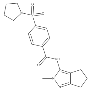 N-{2-methyl-2H,4H,5H,6H-cyclopenta[c]pyrazol-3-yl}-4-(pyrrolidine-1-sulfonyl)benzamide结构式
