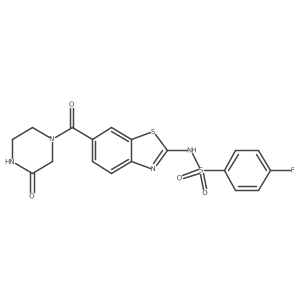 4-fluoro-N-{6-[(3-oxopiperazino)carbonyl]-1,3-benzothiazol-2-yl}-1-benzenesulfonamide Structure