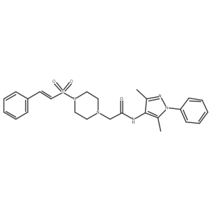N-(3,5-dimethyl-1-phenyl-1H-pyrazol-4-yl)-2-[4-(2-phenylethenesulfonyl)piperazin-1-yl]acetamide结构式