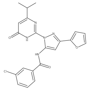 3-chloro-N-(3-(furan-2-yl)-1-(4-isopropyl-6-oxo-1,6-dihydropyrimidin-2-yl)-1H-pyrazol-5-yl)benzamide Structure