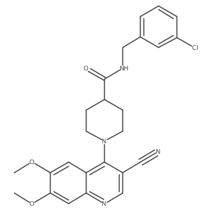 N-[(3-chlorophenyl)methyl]-1-(3-cyano-6,7-dimethoxyquinolin-4-yl)piperidine-4-carboxamide Structure