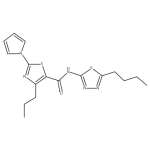 N-[(2Z)-5-butyl-1,3,4-thiadiazol-2(3H)-ylidene]-4-propyl-2-(1H-pyrrol-1-yl)-1,3-thiazole-5-carboxamide结构式