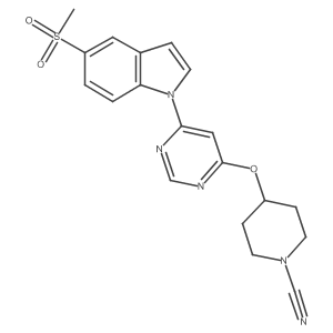 4-((6-(5-(methylsulfonyl)-1H-indol-1-yl)pyrimidin-4-yl)oxy)piperidine-1-carbonitrile结构式