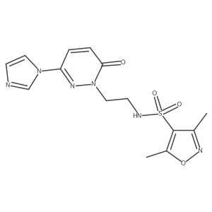N-(2-(3-(1H-imidazol-1-yl)-6-oxopyridazin-1(6H)-yl)ethyl)-3,5-dimethylisoxazole-4-sulfonamide结构式