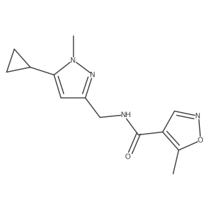 N-((5-cyclopropyl-1-methyl-1H-pyrazol-3-yl)methyl)-5-methylisoxazole-4-carboxamide结构式