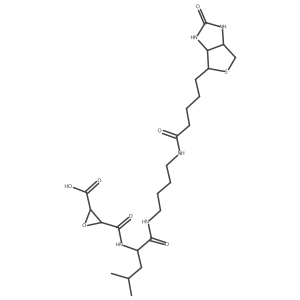 (2S,3S)-3-((S)-4-methyl-1-oxo-1-(4-(5-((3aS,4S,6aR)-2-oxohexahydro-1H-thieno[3,4-d]imidazol-4-yl)pentanamido)butylamino)pentan-2-ylcarbamoyl)oxirane-2-carboxylic acid结构式