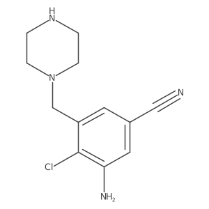 3-Amino-4-chloro-5-(piperazin-1-ylmethyl)benzonitrile结构式