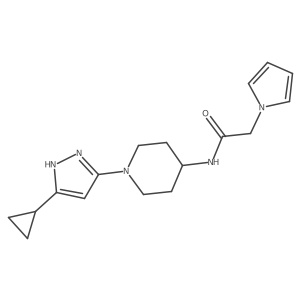 N-(1-(5-cyclopropyl-1H-pyrazol-3-yl)piperidin-4-yl)-2-(1H-pyrrol-1-yl)acetamide Structure