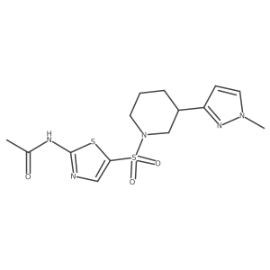 N-(5-((3-(1-methyl-1H-pyrazol-3-yl)piperidin-1-yl)sulfonyl)thiazol-2-yl)acetamide结构式