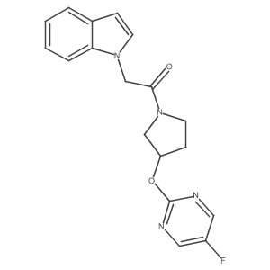 1-(3-((5-fluoropyrimidin-2-yl)oxy)pyrrolidin-1-yl)-2-(1H-indol-1-yl)ethanone Structure