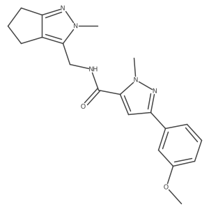 3-(3-methoxyphenyl)-1-methyl-N-((2-methyl-2,4,5,6-tetrahydrocyclopenta[c]pyrazol-3-yl)methyl)-1H-pyrazole-5-carboxamide Structure