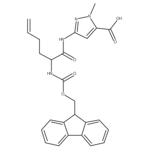 3-[2-({[(9H-fluoren-9-yl)methoxy]carbonyl}amino)hex-5-enamido]-1-methyl-1H-pyrazole-5-carboxylic acid Structure