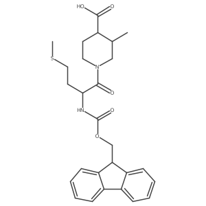 1-[2-({[(9H-fluoren-9-yl)methoxy]carbonyl}amino)-4-(methylsulfanyl)butanoyl]-3-methylpiperidine-4-carboxylic acid Structure