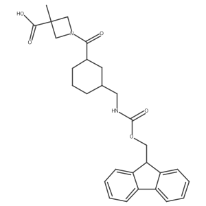 1-{3-[({[(9H-fluoren-9-yl)methoxy]carbonyl}amino)methyl]cyclohexanecarbonyl}-3-methylazetidine-3-carboxylic acid Structure