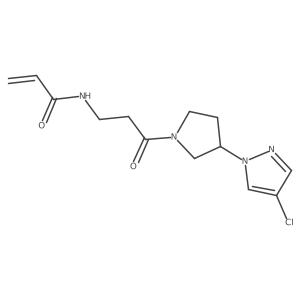 N-[3-[3-(4-Chloropyrazol-1-yl)pyrrolidin-1-yl]-3-oxopropyl]prop-2-enamide结构式