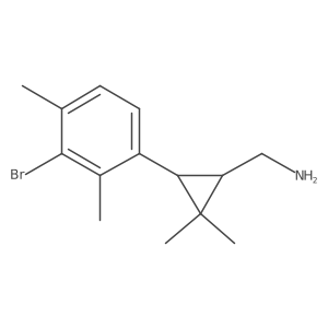 rac-[(1R,3R)-3-(3-bromo-2,4-dimethylphenyl)-2,2-dimethylcyclopropyl]methanamine结构式