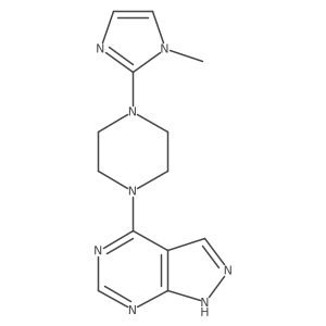 1-(1-methyl-1H-imidazol-2-yl)-4-{1H-pyrazolo[3,4-d]pyrimidin-4-yl}piperazine结构式