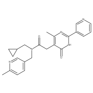 N-(cyclopropylmethyl)-2-[4-methyl-6-oxo-2-(pyridin-3-yl)-1,6-dihydropyrimidin-5-yl]-N-[(6-methylpyridin-3-yl)methyl]acetamide Structure