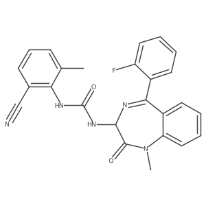3-(2-cyano-6-methylphenyl)-1-[5-(2-fluorophenyl)-1-methyl-2-oxo-2,3-dihydro-1H-1,4-benzodiazepin-3-yl]urea结构式