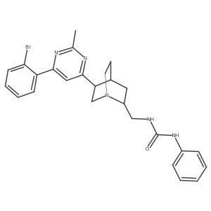 3-{[(2R,4R,5R)-5-[6-(2-bromophenyl)-2-methylpyrimidin-4-yl]-1-azabicyclo[2.2.2]octan-2-yl]methyl}-1-phenylurea结构式
