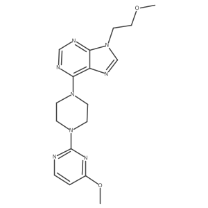 9-(2-methoxyethyl)-6-[4-(4-methoxypyrimidin-2-yl)piperazin-1-yl]-9H-purine结构式