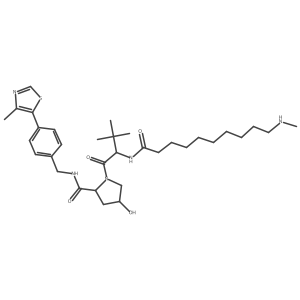 (2S,4R)-1-[(2S)-3,3-dimethyl-2-[10-(methylamino)decanoylamino]butanoyl]-4-hydroxy-N-[[4-(4-methylthiazol-5-yl)phenyl]methyl]pyrrolidine-2-carboxamide结构式