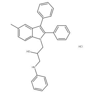 1-anilino-3-(5-methyl-2,3-diphenyl-indol-1-yl)propan-2-ol;hydrochloride结构式